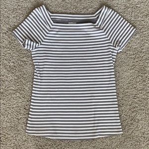 Grey and White Striped Blouse